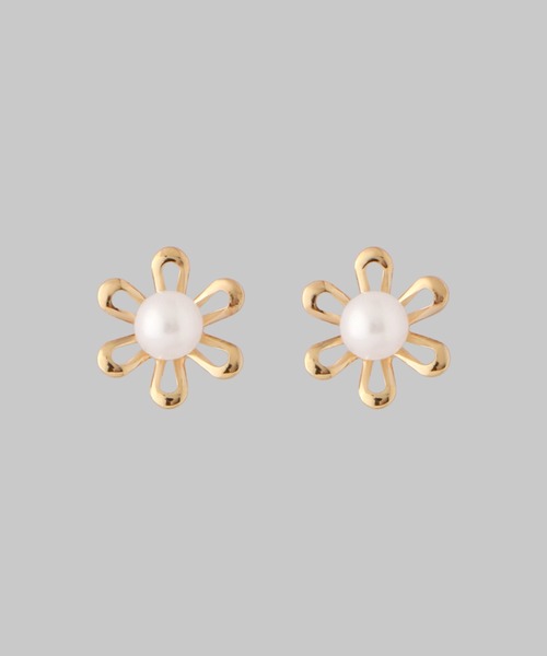 ANEMONE（アネモネ）の「淡水パールフラワーピアス[K10]（ピアス（両耳用）・レディース・ホワイト系その他2・FREE）」の3枚目の写真