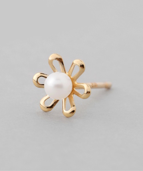 ANEMONE（アネモネ）の「淡水パールフラワーピアス[K10]（ピアス（両耳用）・レディース・ホワイト系その他2・FREE）」の4枚目の写真