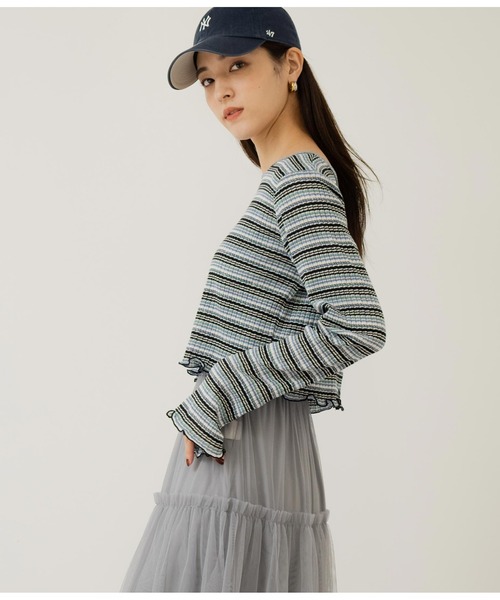 ANAP(アナップ)の「前後2WAYマルチボーダーニットソー長袖(ニット/セーター・レディース・ブラック×ホワイト/ブラック×ブルー/マルチ・FREE)」の11枚目の写真