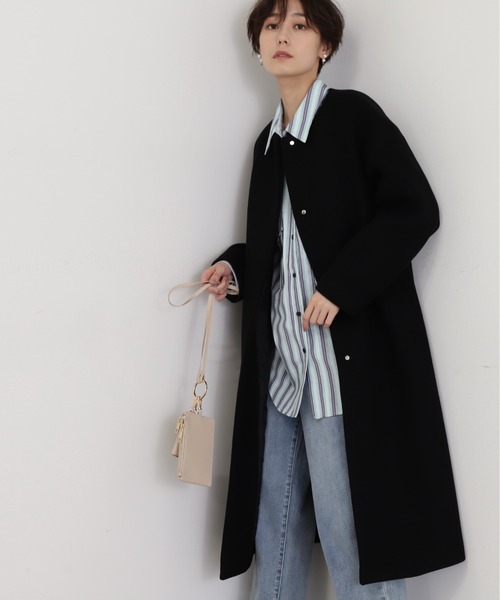 N.（N. Natural Beauty Basic）（エヌエヌナチュラルビューティーベーシック）の「【S Size Line】◆パイルメルトンノーカラーコート（ノーカラーコート・レディース・ブラック/オレンジ/モカ/ベージュ・MEDIUM/SMALL）」の6枚目の写真