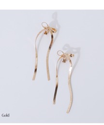 【Cupid Heart】結婚式アクセ！スネークチェーンリボンイヤリング