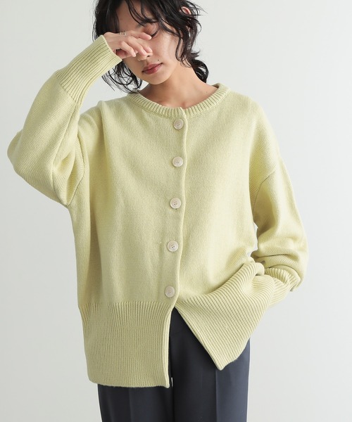 for/c（フォーシー）の「ウール混ロングリブニットカーディガン【サスティナブル】（カーディガン/ボレロ・レディース・ブラック/アイボリー/イエロー/ブラウン/グレー/ブルー・M/L/LL）」の6枚目の写真