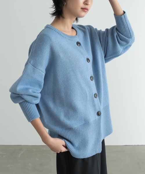 for/c（フォーシー）の「ウール混ロングリブニットカーディガン【サスティナブル】（カーディガン/ボレロ・レディース・ブラック/アイボリー/イエロー/ブラウン/グレー/ブルー・M/L/LL）」の5枚目の写真