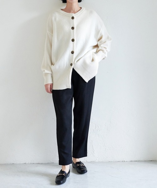 for/c（フォーシー）の「ウール混ロングリブニットカーディガン【サスティナブル】（カーディガン/ボレロ・レディース・ブラック/アイボリー/イエロー/ブラウン/グレー/ブルー・M/L/LL）」の22枚目の写真