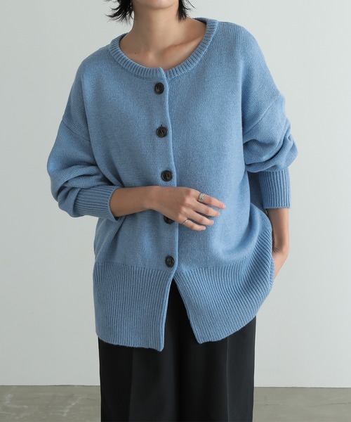 for/c（フォーシー）の「ウール混ロングリブニットカーディガン【サスティナブル】（カーディガン/ボレロ・レディース・ブラック/アイボリー/イエロー/ブラウン/グレー/ブルー・M/L/LL）」の7枚目の写真