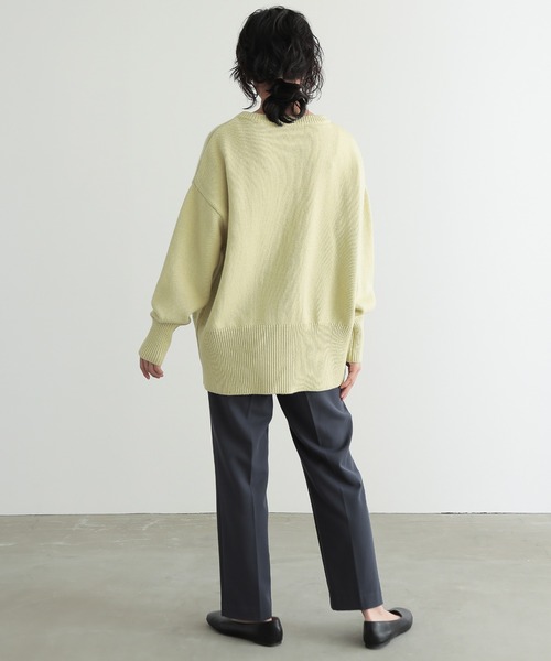 for/c（フォーシー）の「ウール混ロングリブニットカーディガン【サスティナブル】（カーディガン/ボレロ・レディース・ブラック/アイボリー/イエロー/ブラウン/グレー/ブルー・M/L/LL）」の9枚目の写真