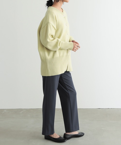 for/c（フォーシー）の「ウール混ロングリブニットカーディガン【サスティナブル】（カーディガン/ボレロ・レディース・ブラック/アイボリー/イエロー/ブラウン/グレー/ブルー・M/L/LL）」の10枚目の写真