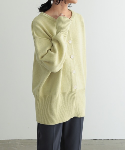 for/c（フォーシー）の「ウール混ロングリブニットカーディガン【サスティナブル】（カーディガン/ボレロ・レディース・ブラック/アイボリー/イエロー/ブラウン/グレー/ブルー・M/L/LL）」の12枚目の写真