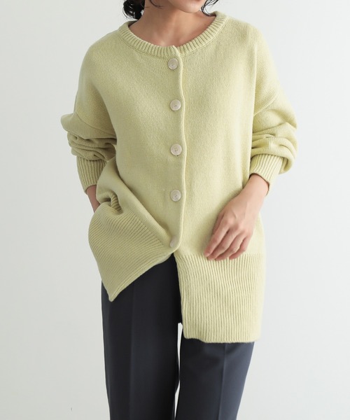 for/c（フォーシー）の「ウール混ロングリブニットカーディガン【サスティナブル】（カーディガン/ボレロ・レディース・ブラック/アイボリー/イエロー/ブラウン/グレー/ブルー・M/L/LL）」の14枚目の写真