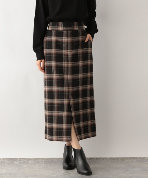 GLOBAL WORK（グローバルワーク）の「ウールブレンドチェックスカート/969680（スカート・レディース・グレー/ブラック/グレー系その他/ブラウン・LARGE/MEDIUM）」の4枚目の写真