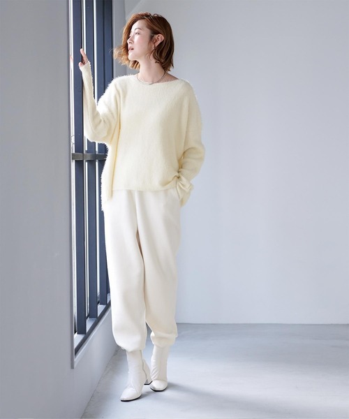 UR'S(ユアーズ)の「ボートネックシャギーニット(ニット/セーター・レディース・オフホワイト/ネイビー・M/S/L)」の5枚目の写真