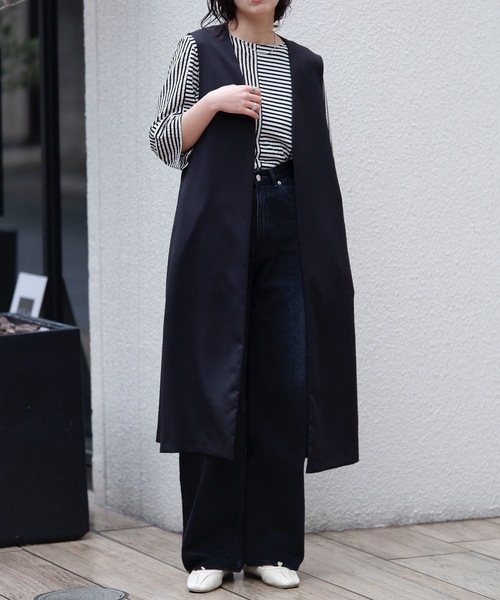 セール】シーズンレスストレッチロングベスト（ベスト）｜＆HALF