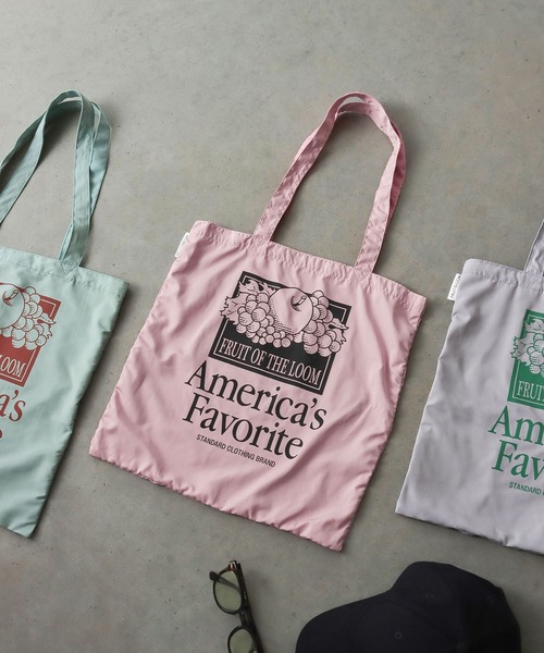 FRUIT OF THE LOOM（フルーツオブザルーム）の「【FRUIT OF THE LOOM】GRAPHIC TOTE BAG/トートバッグ（トートバッグ・メンズ・ピンク/ラベンダー/アイボリー/ミント/イエロー・FREE）」の5枚目の写真