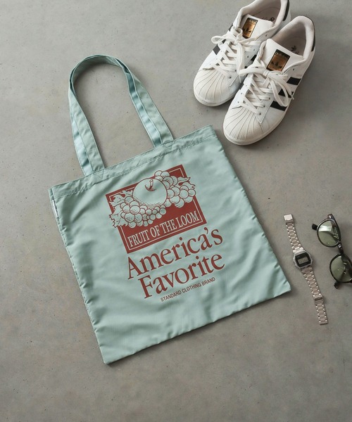 FRUIT OF THE LOOM（フルーツオブザルーム）の「【FRUIT OF THE LOOM】GRAPHIC TOTE BAG/トートバッグ（トートバッグ・メンズ・ピンク/ラベンダー/アイボリー/ミント/イエロー・FREE）」の3枚目の写真