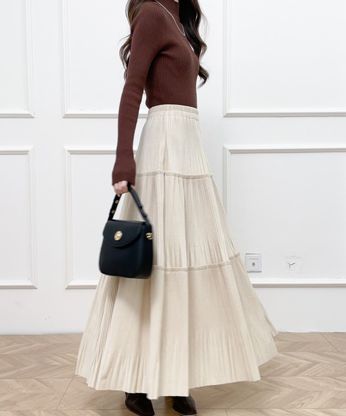 Diosfront（ディオスフロント）の「ソフトプリーツティアードロングスカート（スカート・レディース・ブラック/ベージュ/モカ・FREE）」の14枚目の写真