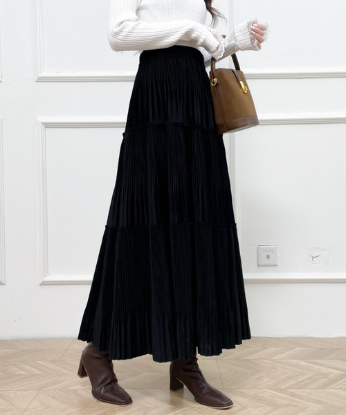 Diosfront（ディオスフロント）の「ソフトプリーツティアードロングスカート（スカート・レディース・ブラック/ベージュ/モカ・FREE）」の16枚目の写真