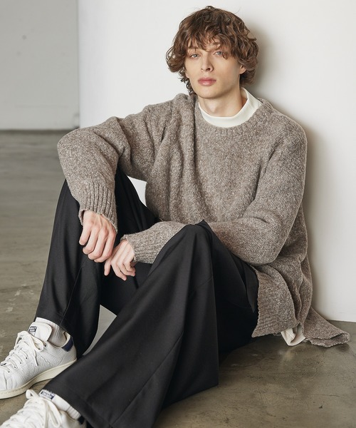 gadid anoniem HANGER ニット セーター セール】メランジフィンガーホールクルーネックニット（ニット