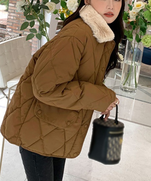 ツイードジャケット キルティング 中綿 上品 防寒 M~XL 韓国 ggfs0819-10.jpg