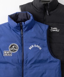 【BEN DAVIS/ベンデイビス】ブランドネームワンポイント刺繍＆BIGワッペンデザイン リバーシブル パファーベスト/REVERSIBLE PUFFER VEST