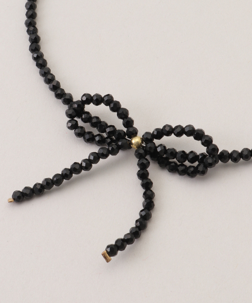 U by SPICK&SPAN(ユーバイスピックアンドスパン)の「Beads Ribbon Choker(ネックレス・レディース・アイボリー/ブラック・FREE)」の6枚目の写真