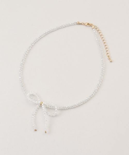 U by SPICK&SPAN(ユーバイスピックアンドスパン)の「Beads Ribbon Choker(ネックレス・レディース・アイボリー/ブラック・FREE)」の7枚目の写真