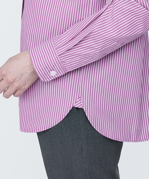 無印良品（ムジルシリョウヒン）の「婦人　洗いざらし　ブロードレギュラーカラー長袖シャツ（シャツ/ブラウス・レディース・ライトイエロー系/ピンク系6/ホワイト/ブルー系5/スモーキーグリーン系2/ネイビー系4・S/L/XS/XL/M）」の8枚目の写真