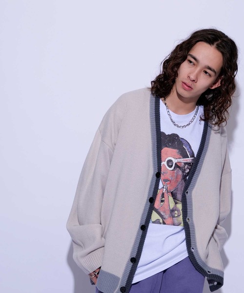 re_k by JUNRED（レクバイジュンレッド）の「re_k by JUNRED / カラースキームラインオーバーカーディガン（カーディガン/ボレロ・メンズ・ライトグレー/ネイビー/ベージュ系その他・M/S/L）」の2枚目の写真