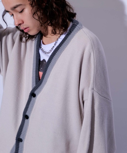 re_k by JUNRED（レクバイジュンレッド）の「re_k by JUNRED / カラースキームラインオーバーカーディガン（カーディガン/ボレロ・メンズ・ライトグレー/ネイビー/ベージュ系その他・M/S/L）」の8枚目の写真