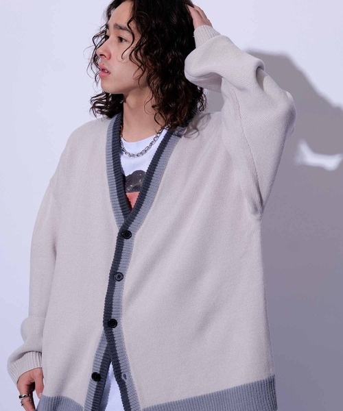 re_k by JUNRED（レクバイジュンレッド）の「re_k by JUNRED / カラースキームラインオーバーカーディガン（カーディガン/ボレロ・メンズ・ライトグレー/ネイビー/ベージュ系その他・M/S/L）」の9枚目の写真