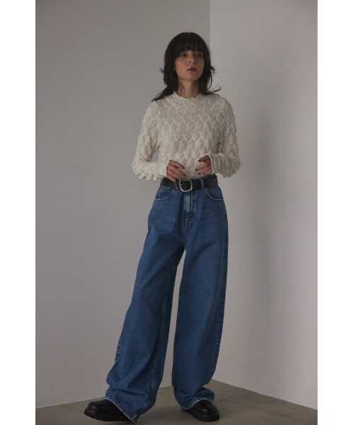 BLACK BY MOUSSY（ブラックバイマウジー）の「shirring design tops(シャーリングデザイントップス)（Tシャツ/カットソー・レディース・オフホワイト/ブラック・FREE）」の6枚目の写真