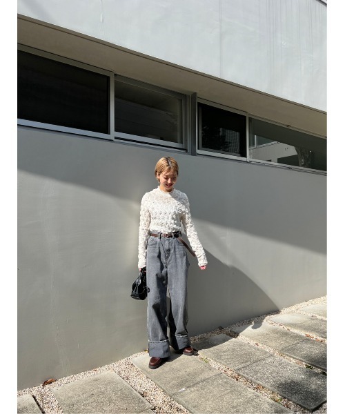 BLACK BY MOUSSY（ブラックバイマウジー）の「shirring design tops(シャーリングデザイントップス)（Tシャツ/カットソー・レディース・オフホワイト/ブラック・FREE）」の20枚目の写真