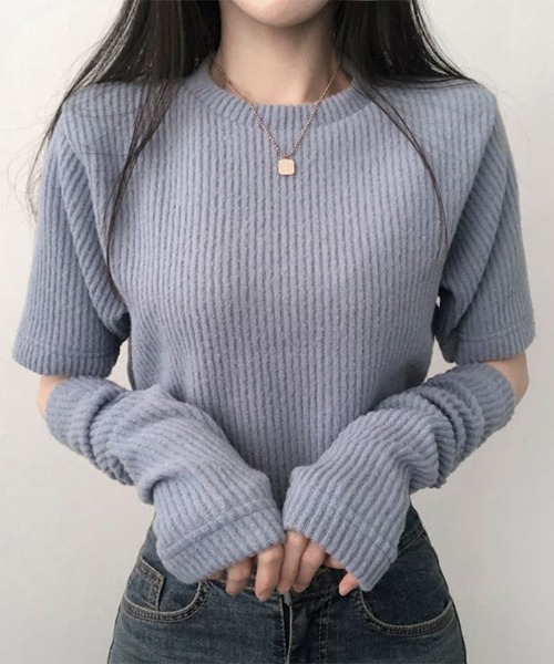 セール】トップス+手袋アームウォーマーセット（ニット/セーター