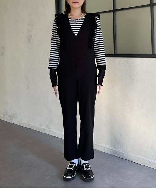 prose verse（プロズヴェール）の「Vネックフリルオールインワン（つなぎ/オールインワン・レディース・ブラック・MEDIUM）」の12枚目の写真