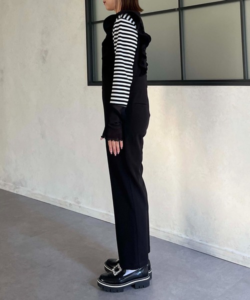 prose verse（プロズヴェール）の「Vネックフリルオールインワン（つなぎ/オールインワン・レディース・ブラック・MEDIUM）」の13枚目の写真