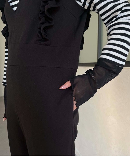 prose verse（プロズヴェール）の「Vネックフリルオールインワン（つなぎ/オールインワン・レディース・ブラック・MEDIUM）」の18枚目の写真