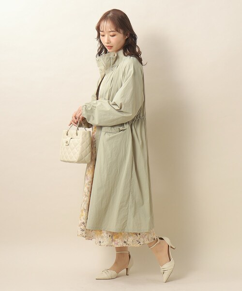 index（インデックス）の「◆撥水 スタンドカラーロングコート【洗濯機洗い可】（その他アウター・レディース・カーキ/ナチュラル/ネイビー・40/38/36）」の15枚目の写真