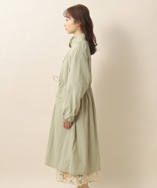 index（インデックス）の「◆撥水 スタンドカラーロングコート【洗濯機洗い可】（その他アウター・レディース・カーキ/ナチュラル/ネイビー・40/38/36）」の4枚目の写真