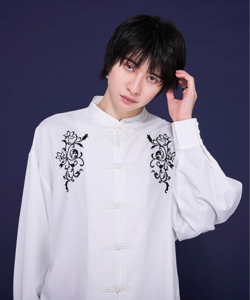 チャイナ刺繍 チャイナ服 トップス 本格 凝った刺繍 華やかな風合い 七分袖 襟