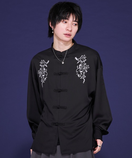 中華風 ジャケットシャツ メンズ チャイナ服 大きいサイズ 開襟
