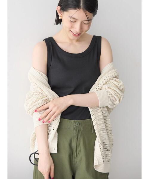 AMERICAN HOLIC（アメリカンホリック）の「抗菌防臭Dailyテレコタンクトップ（インナーウェア/肌着・レディース・ブラック/チャコールグレー/グレイッシュベージュ/オフホワイト・M/L）」の7枚目の写真