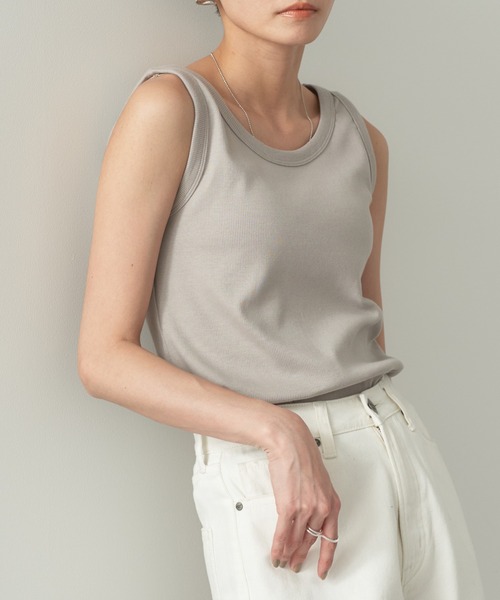 AMERICAN HOLIC（アメリカンホリック）の「抗菌防臭Dailyテレコタンクトップ（インナーウェア/肌着・レディース・ブラック/チャコールグレー/グレイッシュベージュ/オフホワイト・M/L）」の4枚目の写真