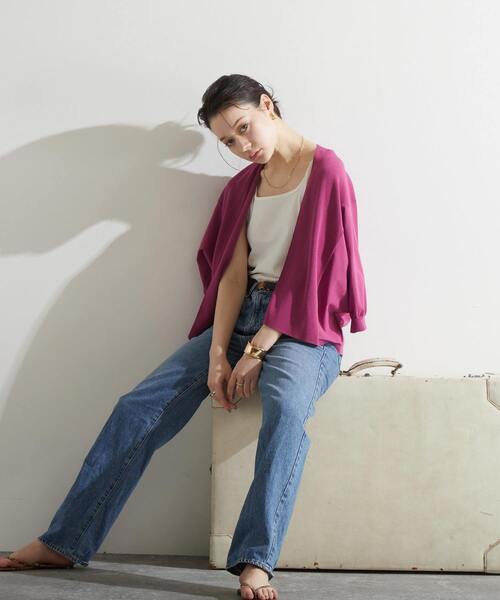 Liesse(リエス)の「ニットショートカーディガン(カーディガン/ボレロ・レディース・ホワイト/ネイビー/パープル・FREE)」の4枚目の写真