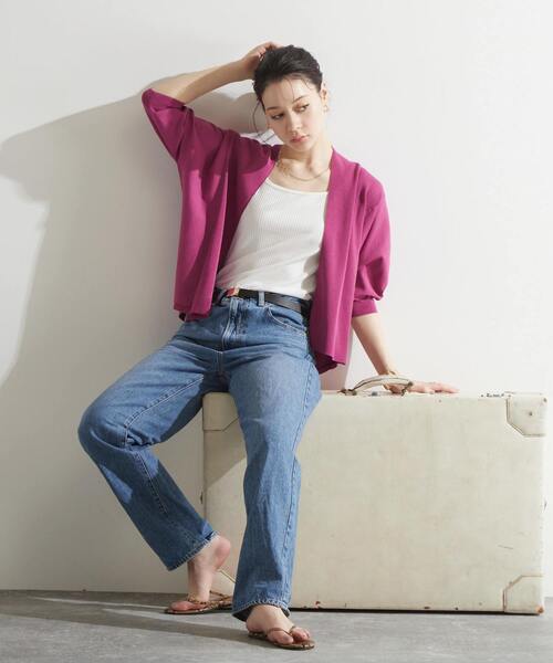 Liesse(リエス)の「ニットショートカーディガン(カーディガン/ボレロ・レディース・ホワイト/ネイビー/パープル・FREE)」の5枚目の写真