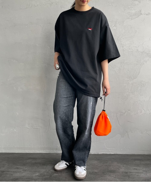 tシャツ 「NANGA/ナンガ」 別注 ワンポイントロゴ刺繍 ルーズフィットドローコードTシャツ レディース メンズ NANGA tシャツ 「NANGA/ナンガ」 別注 ワンポイントロゴ刺繍