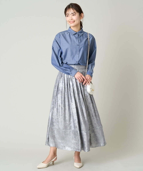 a.v.v（アーヴェヴェ）の「マルチタックフレアスカート（スカート・レディース・ブラック/シルバー/ベージュ・38/40/36/42/34）」の21枚目の写真