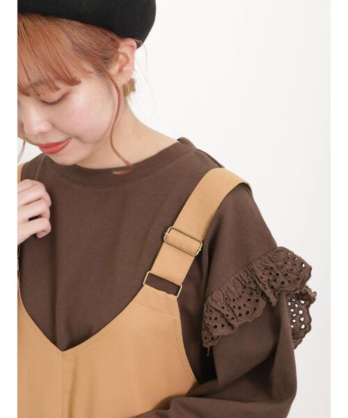 Samansa Mos2（サマンサ モスモス）の「袖切替フリルスウェット（Tシャツ/カットソー・レディース・チャコールグレー/ブラウン/パープル/キナリ・F）」の6枚目の写真