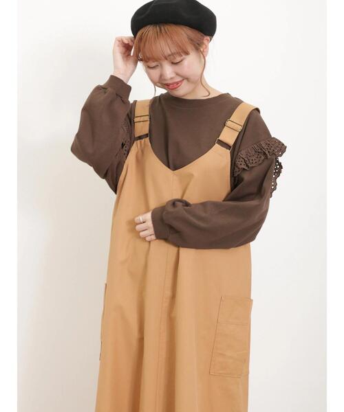 Samansa Mos2（サマンサ モスモス）の「袖切替フリルスウェット（Tシャツ/カットソー・レディース・チャコールグレー/ブラウン/パープル/キナリ・F）」の8枚目の写真