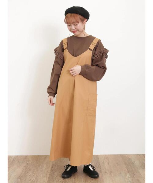 Samansa Mos2（サマンサ モスモス）の「袖切替フリルスウェット（Tシャツ/カットソー・レディース・チャコールグレー/ブラウン/パープル/キナリ・F）」の11枚目の写真