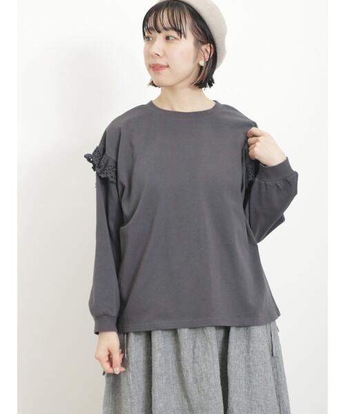 Samansa Mos2（サマンサ モスモス）の「袖切替フリルスウェット（Tシャツ/カットソー・レディース・チャコールグレー/ブラウン/パープル/キナリ・F）」の14枚目の写真