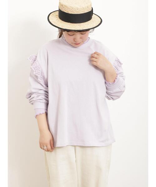 Samansa Mos2（サマンサ モスモス）の「袖切替フリルスウェット（Tシャツ/カットソー・レディース・チャコールグレー/ブラウン/パープル/キナリ・F）」の17枚目の写真